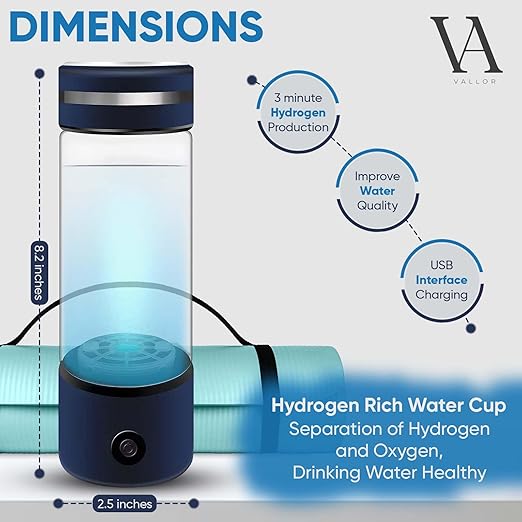 Hydrogen Water Bottle Filter | Water Bottle Generator | Portable Water Bottle Generator Technology for Men Women | Quick 3-Minute Water Electrolysis | Ideal for Fitness,Home, Office, Travel, Gym