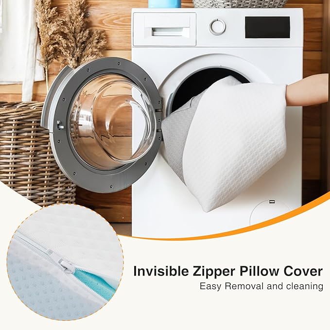 Side Wedge Pillow for Sleeping, Versatile Bed Wedge Back Pillow for Pregnancy, Back Pain, Leg Elevation and Side Sleepers, Memory Foam Body Positioner with Cover, Anti-Slip Base, White/Grey