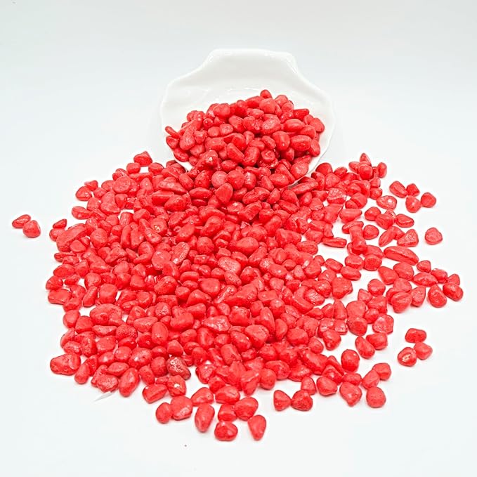 Red Pebbles for Crafts, 0.9 Pound Natural Polished Aquarium Gravel, Decorative Pebbles for Indoor Plants, Turtle Tank, Vase, Succulents Cactus, Garden Landscaping