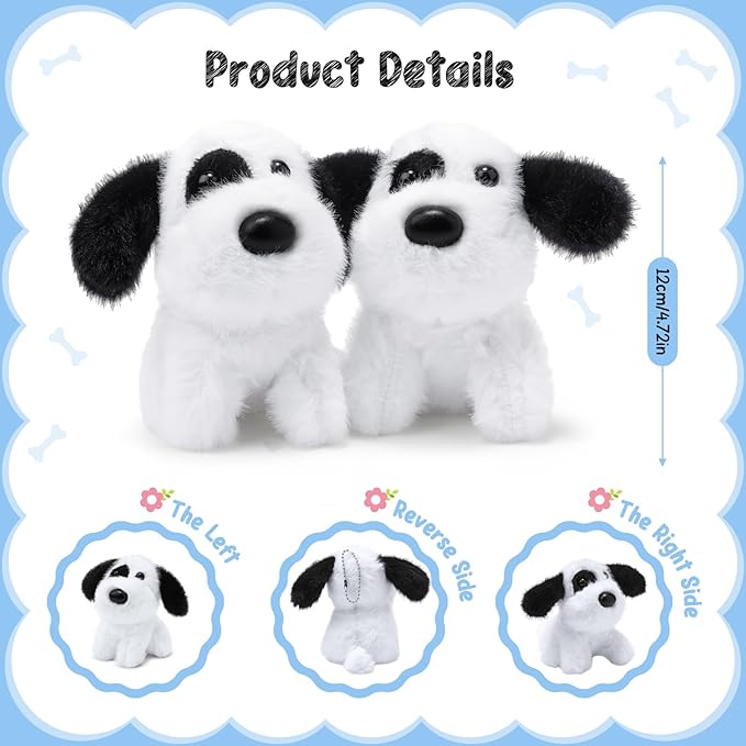Sumind 9 Pcs 4" 5" Mini Plush Stuffed Dog Party Favor Small Puppy Stuffed Animal Bulk Soft Toy Doll Cute for Kids Gift Graduation Stocking Stuffers Baby Shower Birthday(Cute Dalmatian)