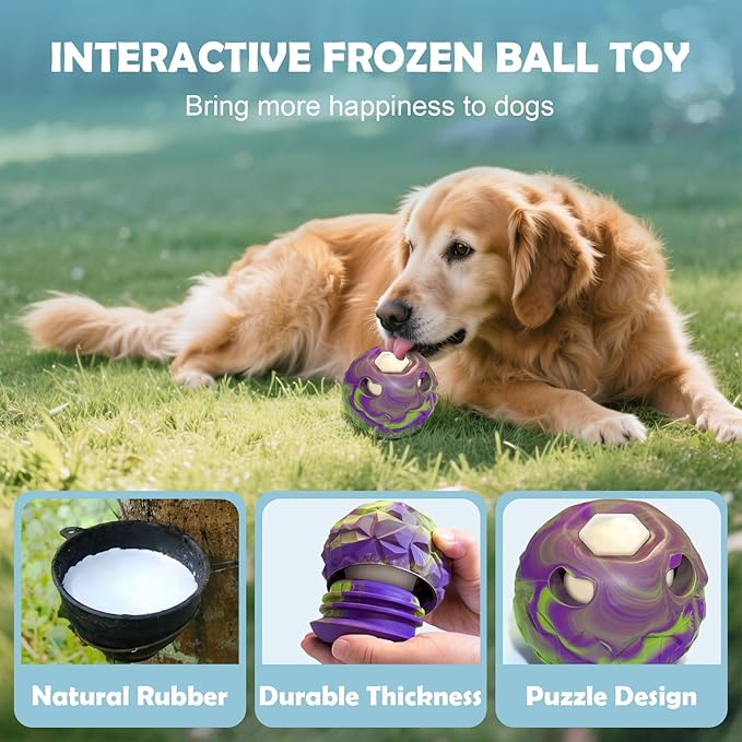 Dog Toys, Frozen Dog Treats to Keep Dogs Busy, Interactive Treat Dispensing Dog Toy Puzzle, Interactive Chew Toys for Large Dog, Power Chewer, Durable Rubber-Easy to Clean (Small)