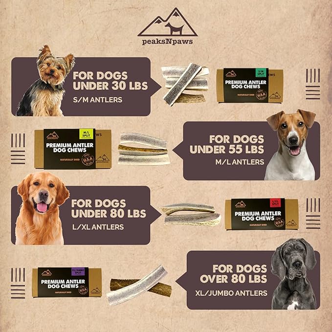 Premium Split Elk Antlers for Dogs, Dog Treats Large Breed, Made in USA, Natural Chews for Aggressive Chewers, Long Lasting Pet Treat for Dogs Under 80 lbs, 2 Large/XL Antler Pack