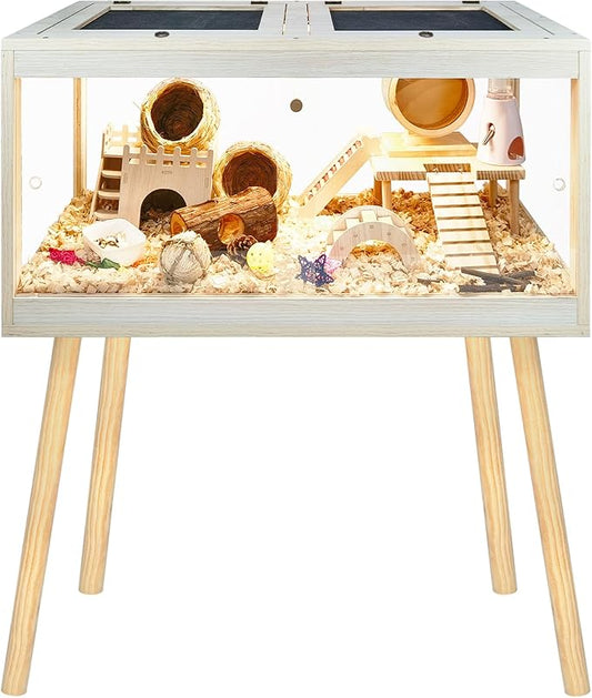 Prolee Hamster Cage Chewproof, Mice and Rat Habitat with Transparent Sides, Hamster House with Openable Mesh Top, Solid Built with Lock Design and Leg Stand, 40" Wide