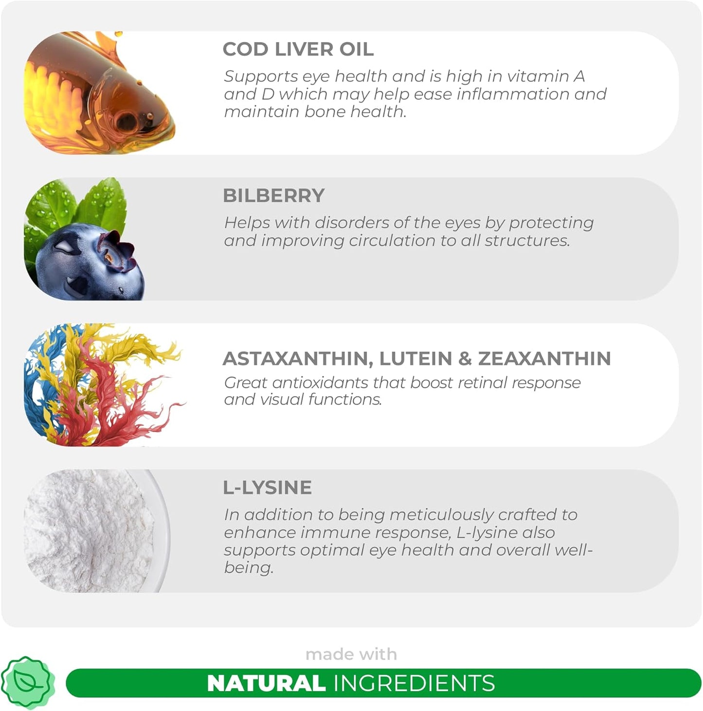 Eye Support for Dogs - 120 Chewable Tablets - Supplements for Vision, Eye Vitamins for Dogs, with Cod Liver Oil Antioxidant, Omega 3 EPA and DHA Fatty Acids.