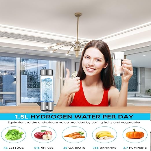 Hydrogen Water Bottle Generator,Hydro Health Hydrogen Water Bottle for Home Office Travel Gym,Portable Hydrohealth Bottle Improve Hydrowater Quality in 3 Minutes,Up to 1600PPB+Gift Box