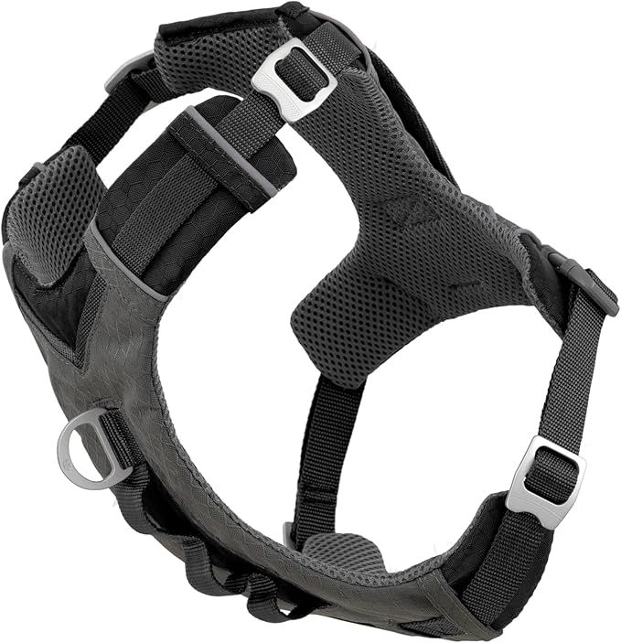 Kurgo Journey Air Dog Harness - Secure Fit for Active Dogs - Padded Chest - Lightweight Ripstop Fabric - Breathable Mesh - Reflective Trim - Back Assist Handle - Black- X-Large