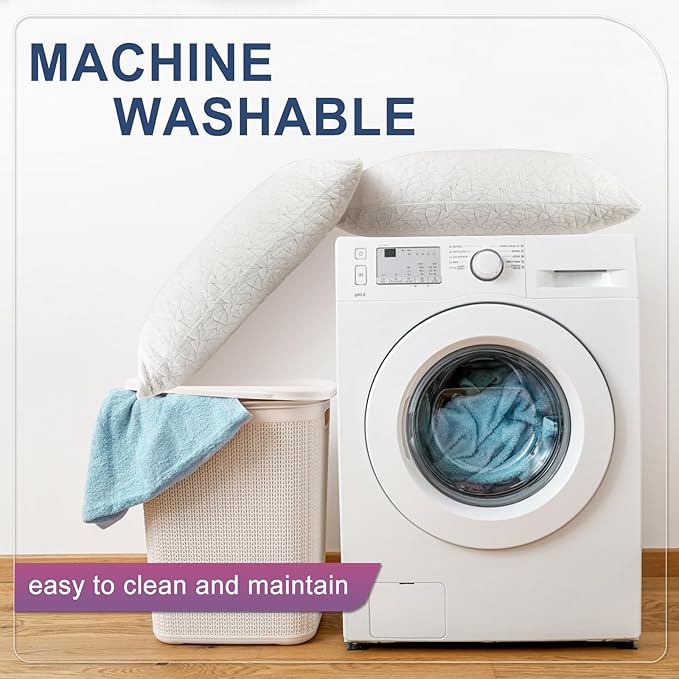 Memory Foam Pillows King Size Set of 2, Adjustable Bed Pillows for Sleeping, Shredded Memory Foam Pillows for Side Back Stomach Sleepers, 20 x 36 in