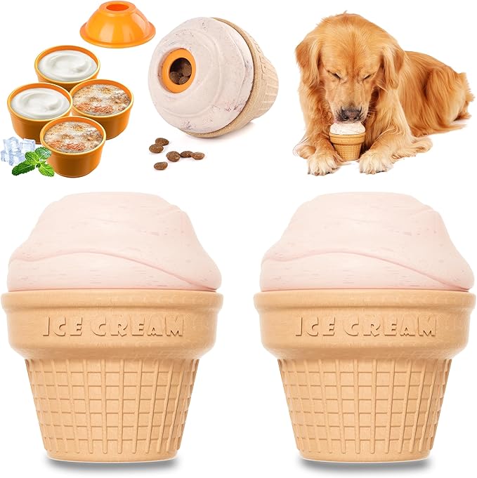 Multi-Functional Interactive Dog Toys for Aggressive Chewers, Indestructible Dog Toys for Small/Medium/Large Breeds,Frozen Dog Treat Dispenser to Keep Them Busy,Reduces Anxiety(Pack of 2)