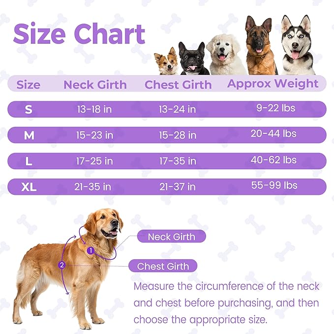 Funfox Dog Harness No Pull, Adjustable Pet Vest Harness Purple XL with Handle, 2 Leash Clips for Daily Walking Easy Control, Soft Durable Reflective Comfortable for X-Large Breed Dogs