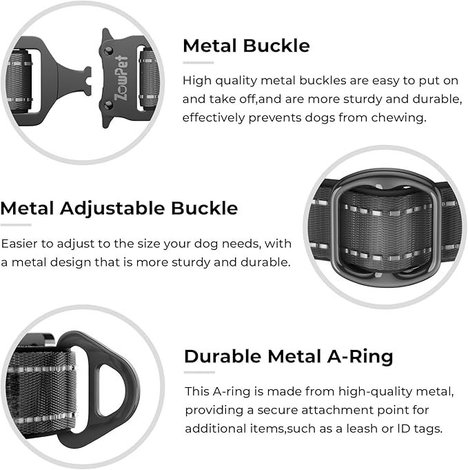 2025 Upgrade Airtag Dog Collar, Reflective Dog Collar with Airtag Holder, IP68 Waterproof| Metal Buckle| Ultra-Durable| Comfortable Padded, GPS Dog Collars for Medium Large Dogs (Black,XL)