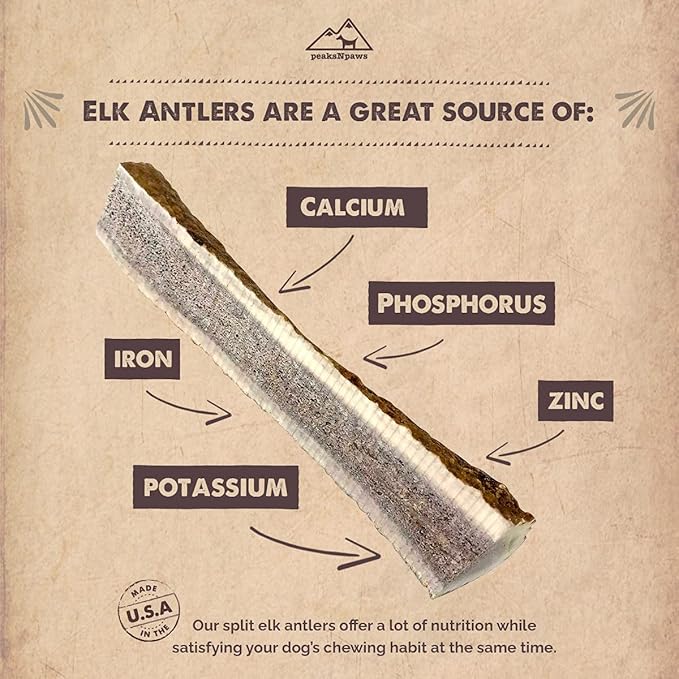 Premium Split Elk Antlers for Dogs, Dog Treats Large Breed, Made in USA, Natural Chews for Aggressive Chewers, Long Lasting Pet Treat for Dogs Under 80 lbs, 2 Large/XL Antler Pack