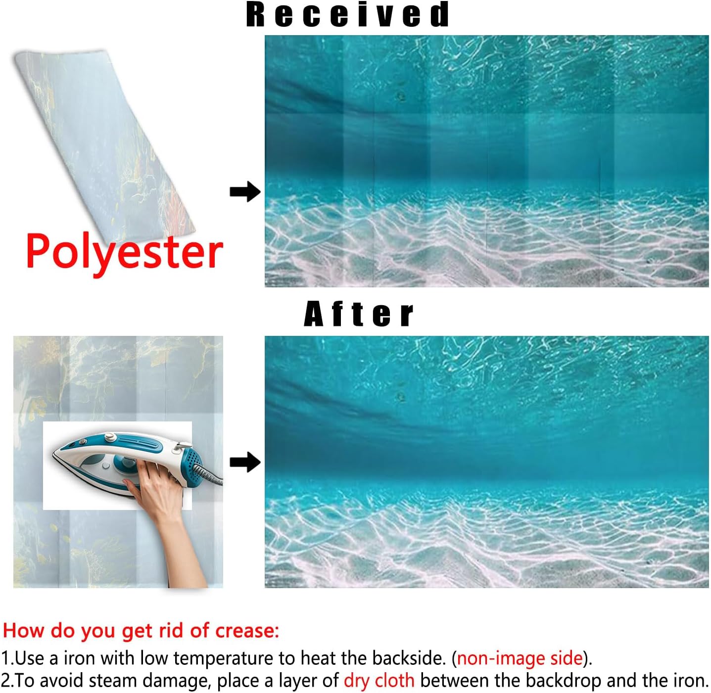 48X20IN Natural Undersea Aquarium Background, Undersea Beach Fish Tank Background, with 8 EVA Double-Sided Tape