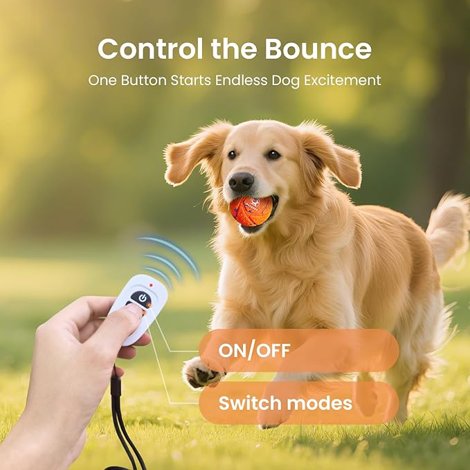 Smart Interactive Dog Toy Ball - Auto Bouncing & Rolling, Chew-Resistant E-TPU Material, 3 Interactive Modes, IPX7 Waterproof, Smart Chase Pet Toy Ball for Medium and Large Dogs (Orange)