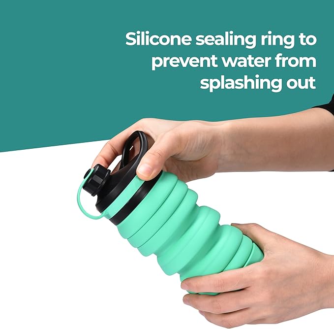 HYDRATE Bottles 27oz Collapsible Water Bottle - Silicone Foldable Water Bottle - BPA Free, Portable, and Lightweight Design - Ideal for Indoor, Outdoor, Travel, Office - Practical, Fast, Leak-Proof
