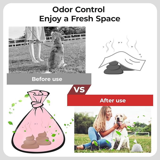 Odor-Sealing Dog Poop Bags, S/200-Count Leakproof & Durable Dog Waste Bags, Block Smells, Unscented (Color:White)