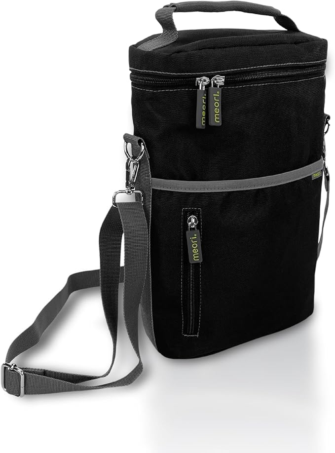 meori 2-Bottle Insulated Wine Tote | Lava Black Solid