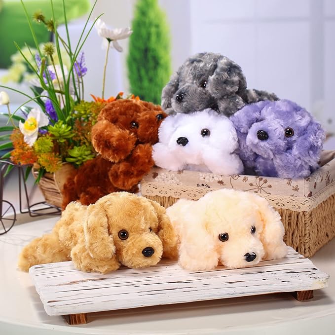 6 Pcs 8 Inch Stuffed Animal Plush Dog Puppy Soft Plush Pillow Toy Fluffy Puppy Set for Kids Girls Dog Theme Party Favor Birthday Baby Room Home Decor(Cute Style,Cute Color)