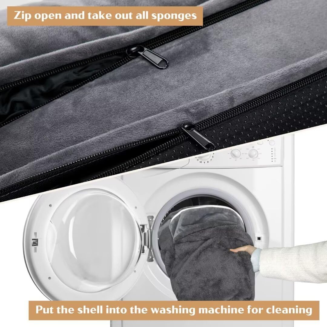 Comfort Expression Dog Beds Memory Foam, XXL Orthopedic Waterproof Dogs Beds, Giant Washable Dog Beds with Bolster & Removable Cover(XX-Large,Leaden Grey)