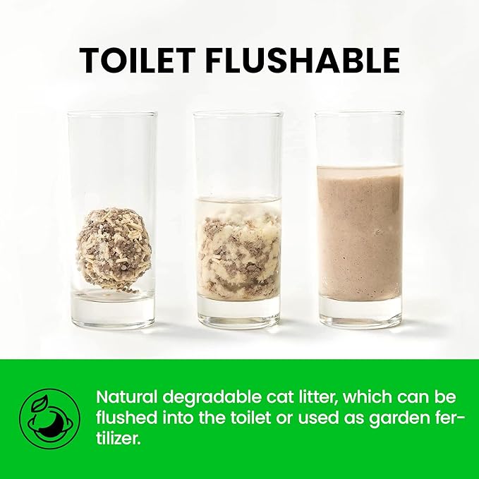 FUKUMARU Tofu Cat Litter, 32 LBS Clumping Cat Litter, Dust Free, Natural, Unscented, Flushable, Lightweight, Low Tracking, Mixed Apple Wood, 24/7 Odor Control, 8 lb x 4 Bags