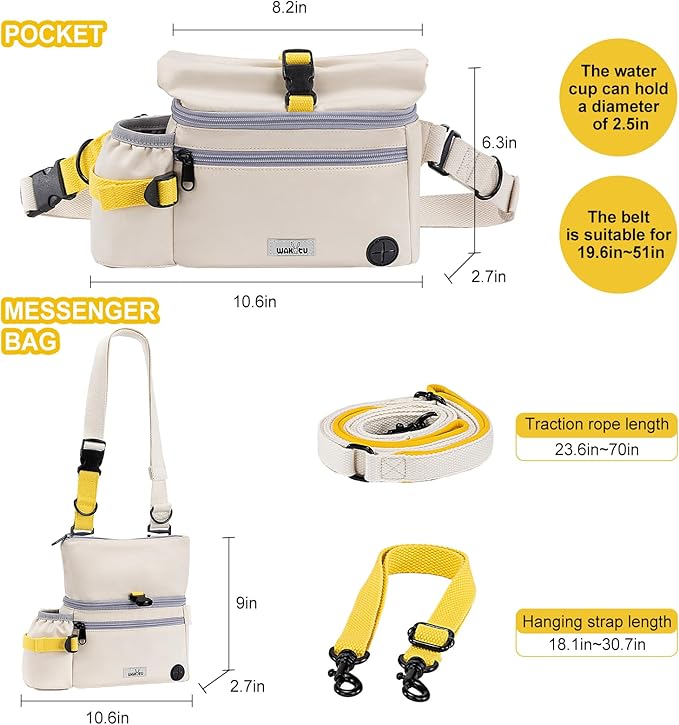 Dog Treat Pouch, Pet Training Pouch, Hand Free Dog, Pet Feed Snack Reward, for Travel or Outdoor,3 Ways to Use