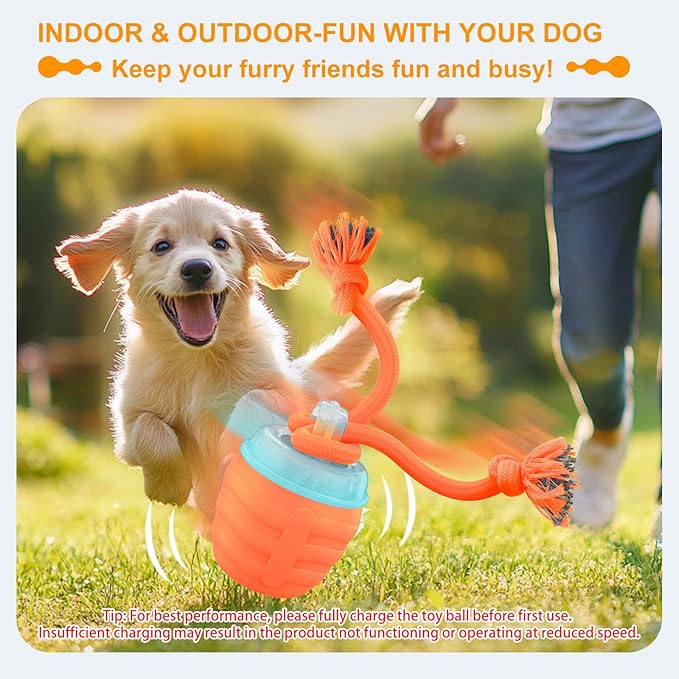 Interactive Dog Toys, [2025 Newly Upgraded] Interactive Dog Ball for Medium/Large Dogs, Automatic Moving Dogs Toy Wicked Ball for Boredom & Training, Play Music, USB Rechargeable(Orange)