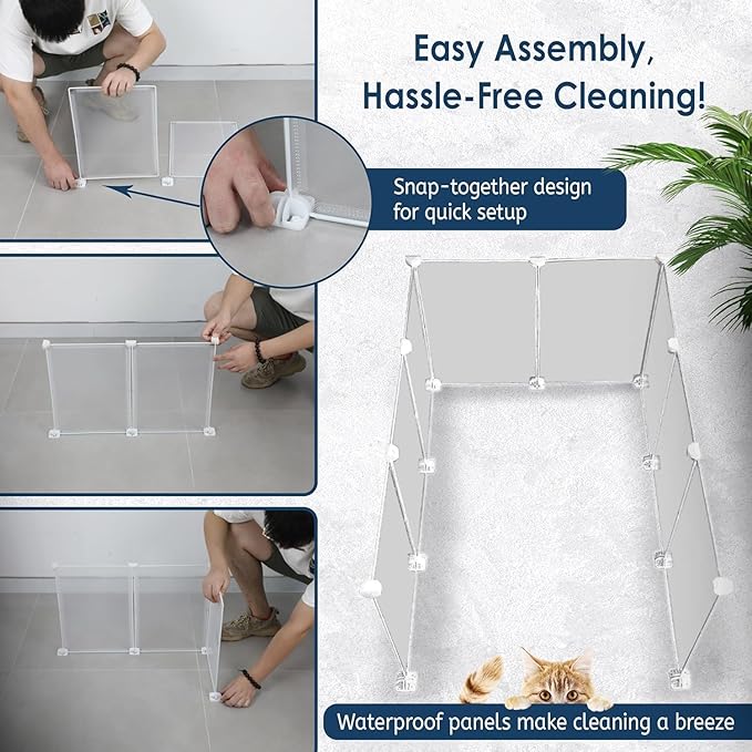 TidyFriend Litter Box Splash Guard 32 x 24 Inches, Dog Litter Box Shield Guard, Easy to Clean Indoor Dog Fence (White Fence Only)