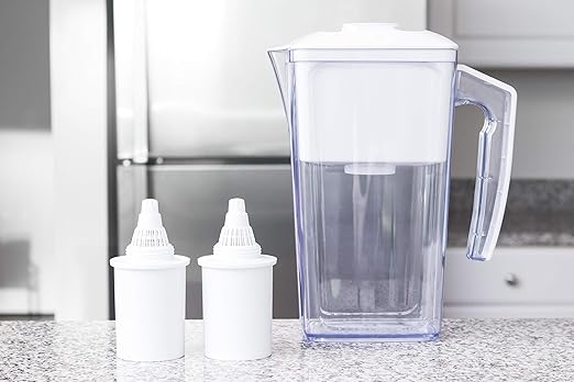 Alkaline Water Filter Pitcher - 2.5L Healthy Pure Water Ionizer, Two 60-Day Activated Carbon Filters, BPA Free, Healthy, Clean, Toxin - Updated 2024