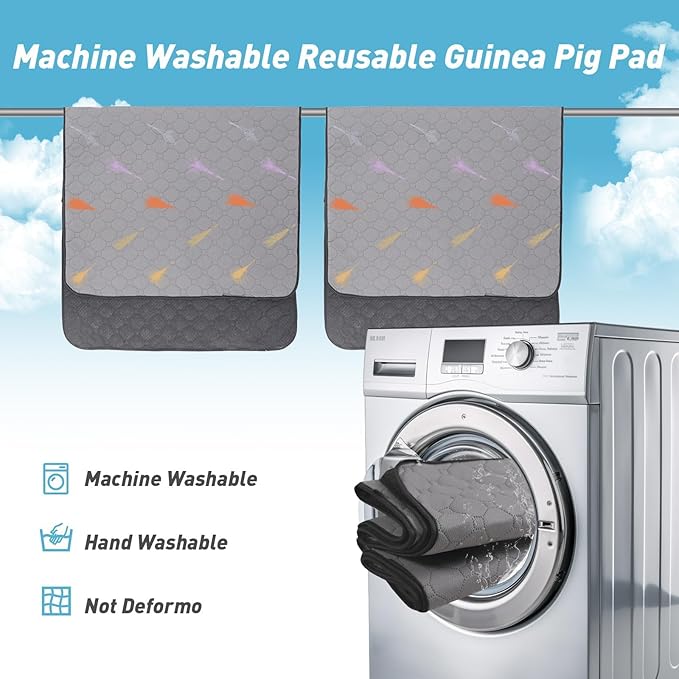 2Pcs Guinea Pig Cage Liners,Guinea Pig Fleece Cage Liners24''X24'' Super Absorbent Washable Pee Pads Reusable for Rabbit Hamster Chinchilla