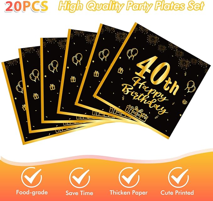 41Pcs Birthday Party Supplies Vintage 40th Birthday Decorations Back in 1984 40th Theme Birthday Party Decorations Tableware Includes Paper Plate Napkin Tablecloth for Men Service 20 Guests