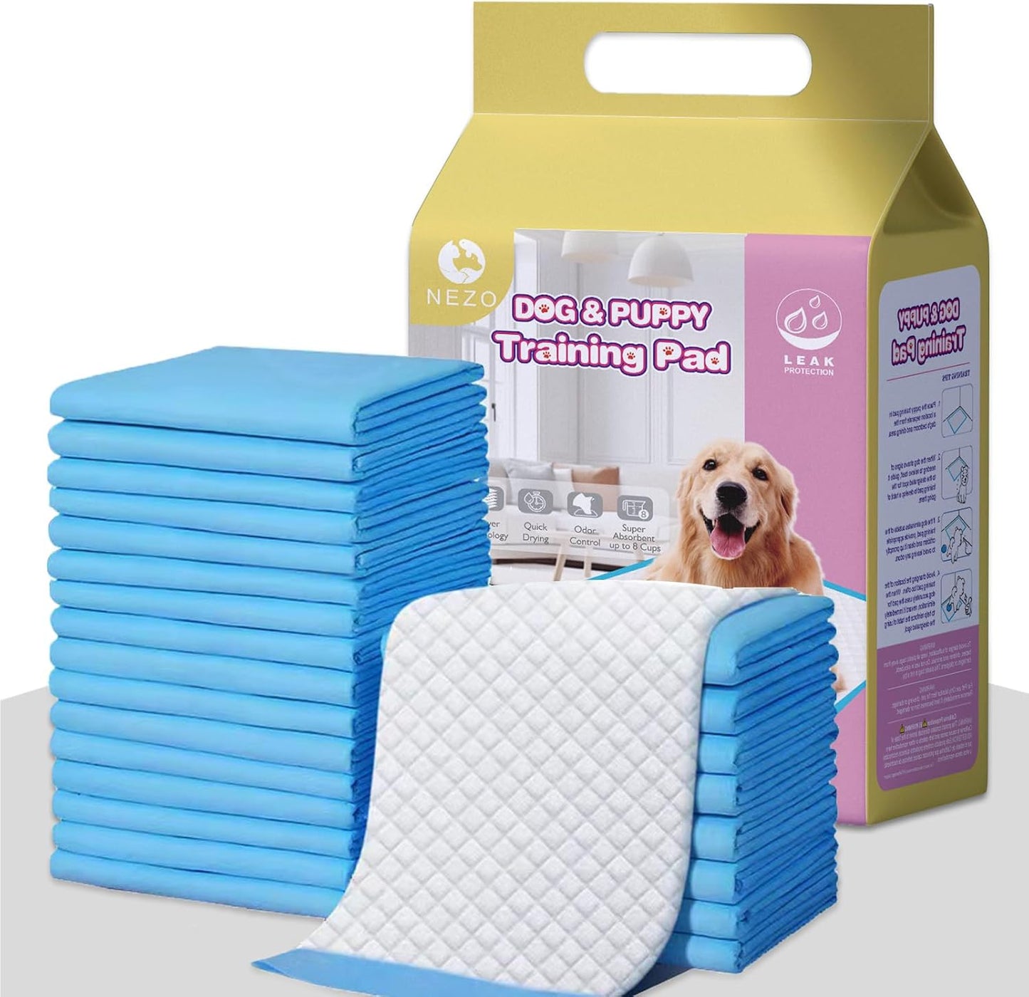 NEZO Dog and Puppy Training Pads，Extra Large 30 x 36 inch-180 Count Pee Pads with Leak-Proof and Super Absorbent…