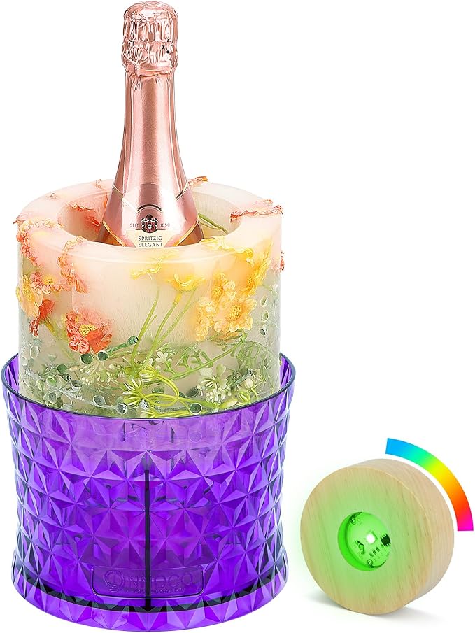 Ice Bucket Mold, Wine Bottle Chiller DIY Ice Bucket Champagne Ice Bucket Mold Floral Ice Bucket Mold,Ice Molds Holiday Bar Any Celebration Party Wedding Christmas and Thanksgiving (Hard Purple)