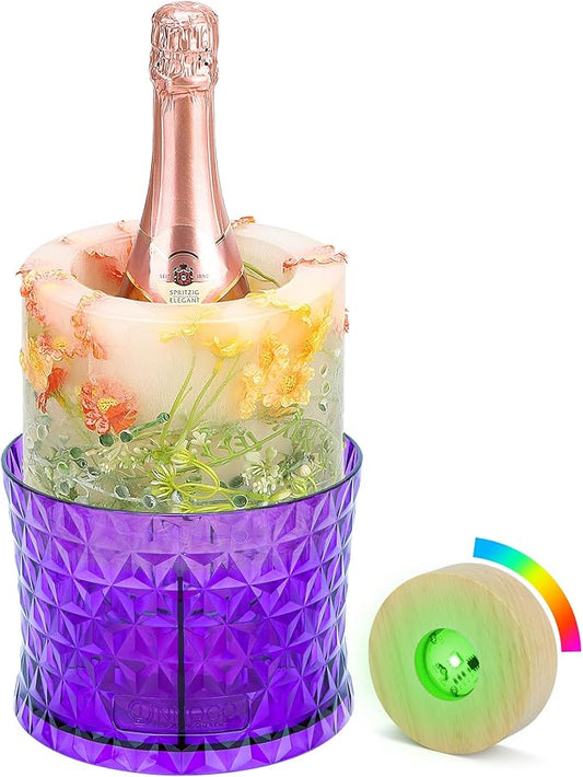 Ice Bucket Mold, Wine Bottle Chiller DIY Ice Bucket Champagne Ice Bucket Mold Floral Ice Bucket Mold,Ice Molds Holiday Bar Any Celebration Party Wedding Christmas and Thanksgiving (Hard Purple)
