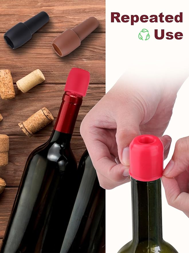 Mity rain Silicone Wine Stoppers Reusable 12pcs, Colorful Wine Stoppers for Wine Bottles, Bottle Stopper for Wine Champagne Beer Bottle (12)