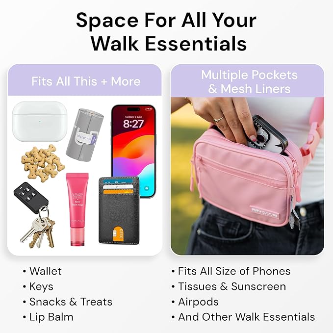 Pup Culture Cross Body Dog Training Treat Pouch | Removable Pouch With Built-in Poop Bag Dispenser & Used Bag Holder | Stylish Puppy Training Accessory - Lavender