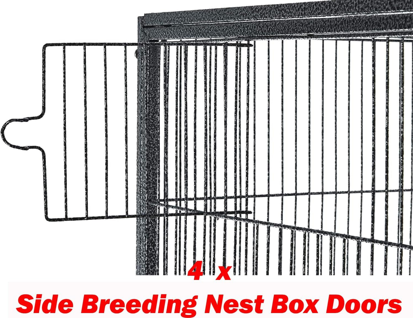 Large Double Stacker Breeding Flight Bird Wrought Iron Double Parrot Bird Separate Breeder Cages Side Nesting Box Doors Easy to Clean Bottom Grates and Trays Removable Rolling Stand