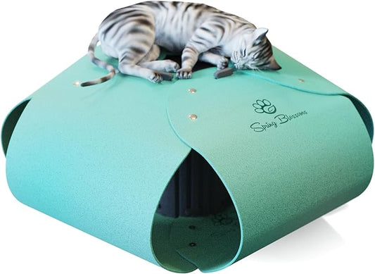 Spring Blossoms Cat Tunnel, Cat Cave for Indoor Cats Bed,Scratch Resistant Cat Toys for Medium Large Cats Hide and Seek Toy (Sky Cyan)
