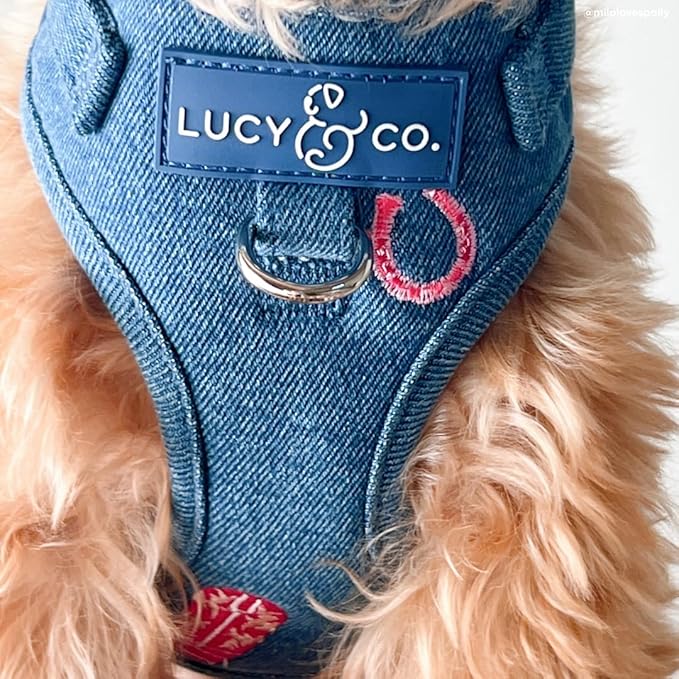 Lucy & Co. The Cute to Boot No-Pull Dog Harness for Dogs – Vest to Stop Pulling & Walk Easy – Comfortable Leash Training Product w/Adjustable Chest & Neck Straps - Demin Cowgirl - Medium