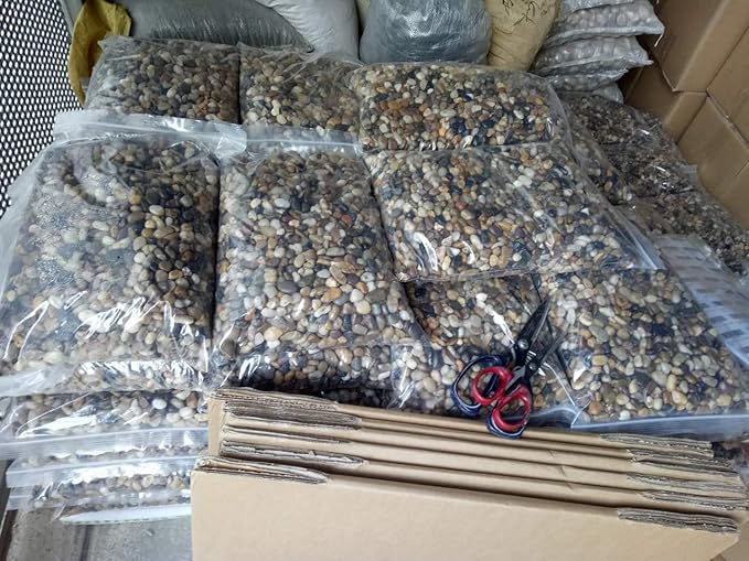 Voulosimi 40 LBS River Rock Stones, Natural Decorative Polished Mixed Pebbles Gravel,Outdoor Decorative Stones for Plant Aquariums, Landscaping, Vase Fillers
