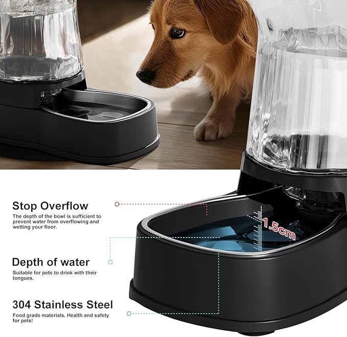 Gardner Pet Automatic Dog Water Dispenser Gravity Stainless Steel Water Waterer Feeder, Large Capacity Water Feeding Bowls for Medium & Large-Sized Dogs Cats Other Pets -(2.1 Gallon)