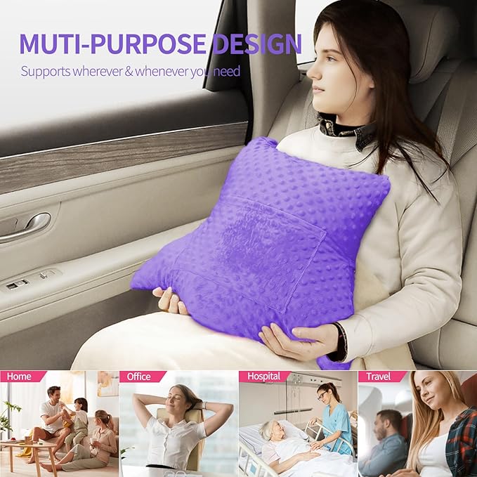 Hysterectomy Pillow with Pocket for Ice/Hot Packs, Abdominal Surgery Recovery Pillow for Women, Post-Surgery Support Cushion(Purple)