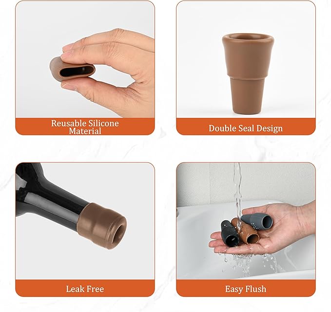 6 Pcs YiRayon Wine Bottle Stoppers, Reusable Silicone Wine Seal Stopper Unbreakable Wine Corks Beverages Beer Champagne Red Wine Bottle Covers to Keep Wine Fresh