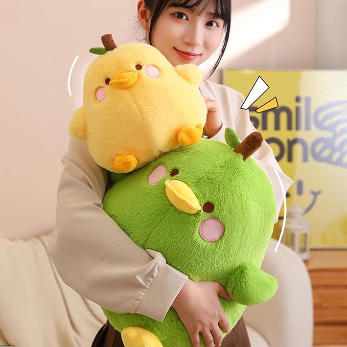 PEACH CAT Cute Fruit Pear Duck Plush Pillow Duck Stuffed Animal Toy for Kids Yellow 16"