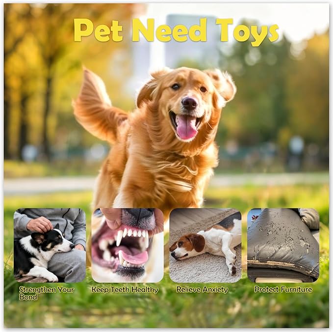 Squeaky Dog Toys Coffee Bag Set - Chew-Proof 4-in-1 Hide & Seek Tug Plush Toy with 3 Chew Toys (Bean/Cup/Donut) to Keep Them Busy, Best Birthday Gift for Small Medium Large Dogs