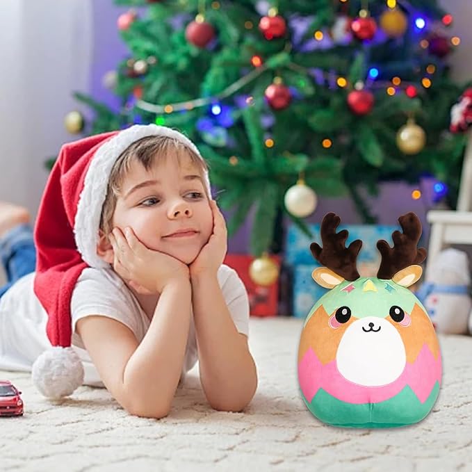 Christmas Reindeer Plush 12" Christmas Stuffed Animal Doll - Cute Soft Decompress Animals Plush Toys Great Gifts for Kids,Holiday Party Exchange or Soft Festive Fall Winter House Decor