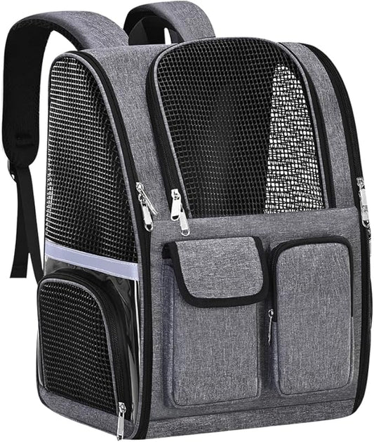 Pet Backpack, Airline Approved Dog Backpack, Cat Bag for Travel Hiking Bike Riding Walking Outdoor, Cat Backpack with Breathable Mesh(Gray)
