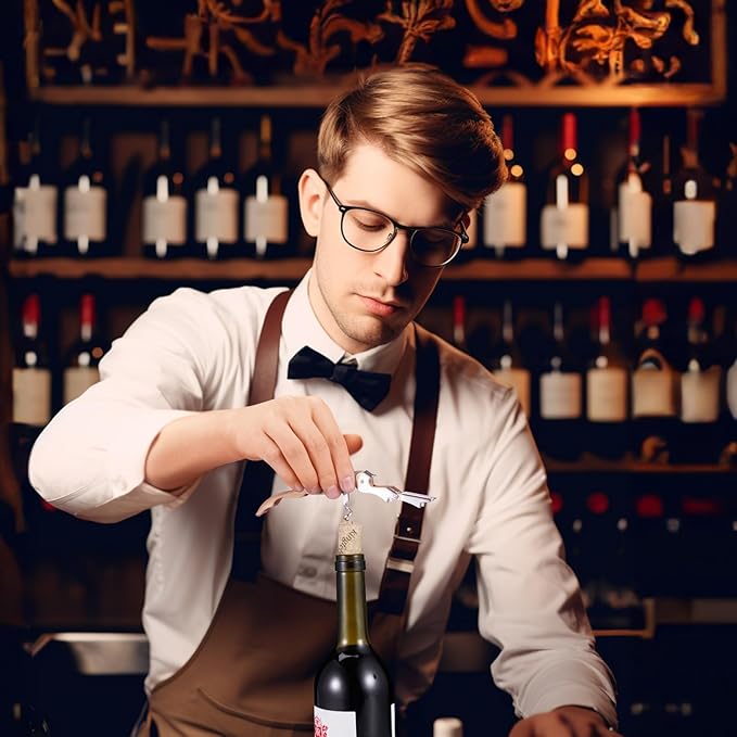 HYZ 2-Pack Wine Opener Waiter Corkscrew, Professional Wine Key for Servers, Bartender with Foil Cutter, Manual Wine Bottle Opener Double Hinged (Dark Pink)