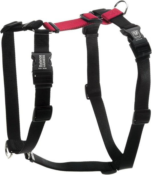 Blue-9 Buckle-Neck Balance Harness, Fully Customizable Fit No-Pull Harness, Ideal for Dog Training and Obedience, Made in The USA, Red, Medium