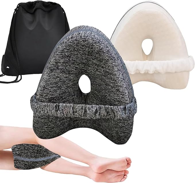 Spine Alignment Pillow - Relieve Hip Pain & Sciatica, Leg Alignment Pillow with Strap, Leg Positioner Pillows, Stand Up Pillow for Knee and Back Pain Relief, Back Support Pillow with Carry Bag