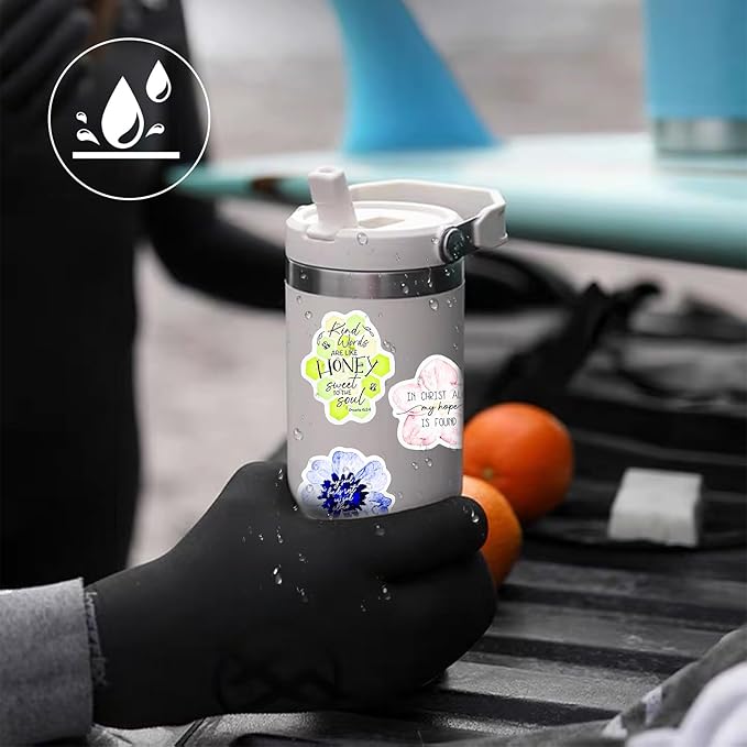 50Pcs Flower Stickers, Inspirational Retro Stickers for Tumbler Cup Water Bottle Laptop Phone Case Scrapbooking Skateboard Teens Aldult Kids