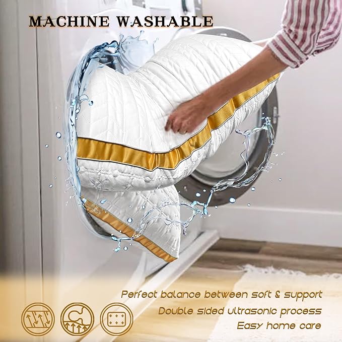 mislili Pillows Queen Size Set of 2, Hotel Quality Bed Pillows for Sleeping, Queen Pillows Set of 2 Support & Comfortable, Down Alternative Queen Pillows 2 Pack for Back, Stomach or Side Sleepers